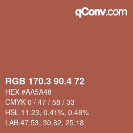 カラーコード: RGB 170.3 90.4 72 | qconv.com
