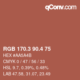 カラーコード: RGB 170.3 90.4 75 | qconv.com