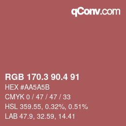 カラーコード: RGB 170.3 90.4 91 | qconv.com