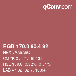カラーコード: RGB 170.3 90.4 92 | qconv.com
