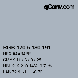 Color code: RGB 170.5 180 191 | qconv.com