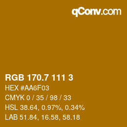 カラーコード: RGB 170.7 111 3 | qconv.com