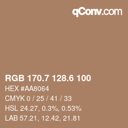 カラーコード: RGB 170.7 128.6 100 | qconv.com