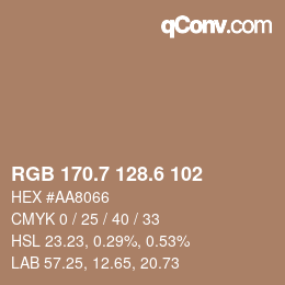 カラーコード: RGB 170.7 128.6 102 | qconv.com