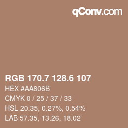 カラーコード: RGB 170.7 128.6 107 | qconv.com