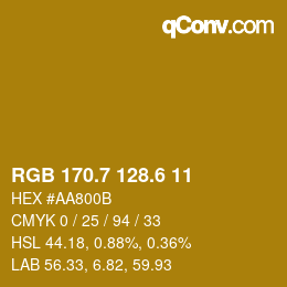 カラーコード: RGB 170.7 128.6 11 | qconv.com