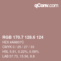 カラーコード: RGB 170.7 128.6 124 | qconv.com