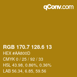 カラーコード: RGB 170.7 128.6 13 | qconv.com
