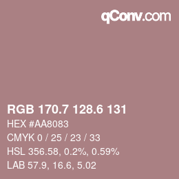 カラーコード: RGB 170.7 128.6 131 | qconv.com