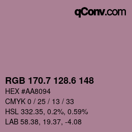 カラーコード: RGB 170.7 128.6 148 | qconv.com