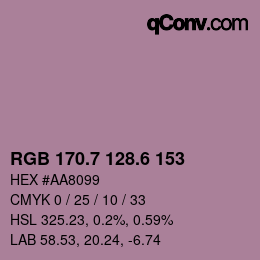 カラーコード: RGB 170.7 128.6 153 | qconv.com