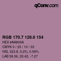 カラーコード: RGB 170.7 128.6 154 | qconv.com