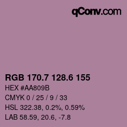 カラーコード: RGB 170.7 128.6 155 | qconv.com