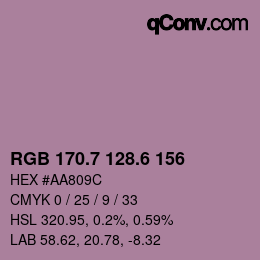 カラーコード: RGB 170.7 128.6 156 | qconv.com