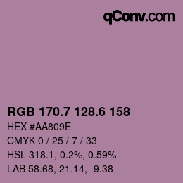 カラーコード: RGB 170.7 128.6 158 | qconv.com