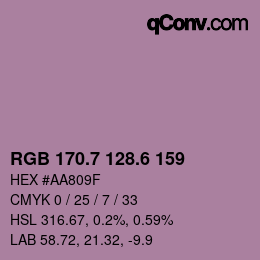 カラーコード: RGB 170.7 128.6 159 | qconv.com