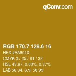 カラーコード: RGB 170.7 128.6 16 | qconv.com