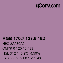 カラーコード: RGB 170.7 128.6 162 | qconv.com