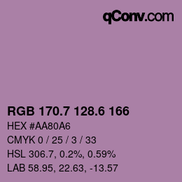 カラーコード: RGB 170.7 128.6 166 | qconv.com