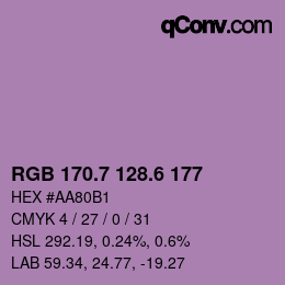 カラーコード: RGB 170.7 128.6 177 | qconv.com