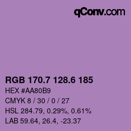 カラーコード: RGB 170.7 128.6 185 | qconv.com