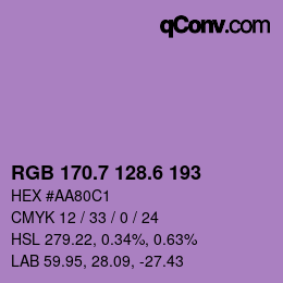 カラーコード: RGB 170.7 128.6 193 | qconv.com