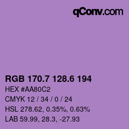 カラーコード: RGB 170.7 128.6 194 | qconv.com