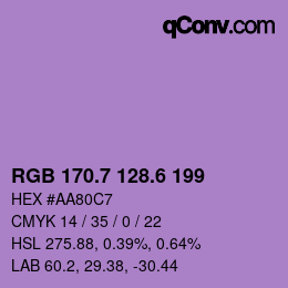 カラーコード: RGB 170.7 128.6 199 | qconv.com