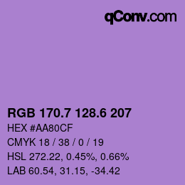 カラーコード: RGB 170.7 128.6 207 | qconv.com