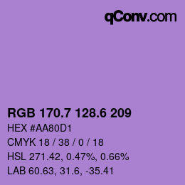 カラーコード: RGB 170.7 128.6 209 | qconv.com