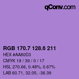 カラーコード: RGB 170.7 128.6 211 | qconv.com