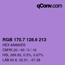 カラーコード: RGB 170.7 128.6 213 | qconv.com
