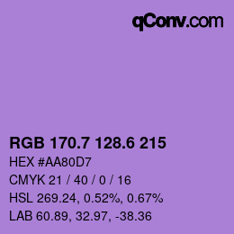 カラーコード: RGB 170.7 128.6 215 | qconv.com