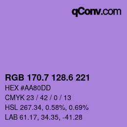 カラーコード: RGB 170.7 128.6 221 | qconv.com