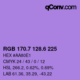 カラーコード: RGB 170.7 128.6 225 | qconv.com