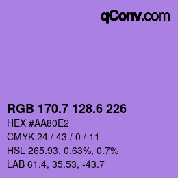 カラーコード: RGB 170.7 128.6 226 | qconv.com