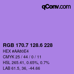カラーコード: RGB 170.7 128.6 228 | qconv.com