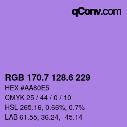 カラーコード: RGB 170.7 128.6 229 | qconv.com