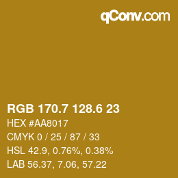 カラーコード: RGB 170.7 128.6 23 | qconv.com