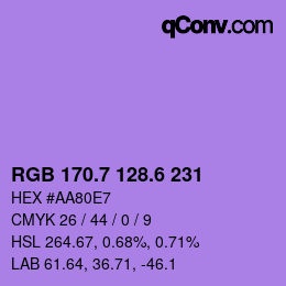 カラーコード: RGB 170.7 128.6 231 | qconv.com