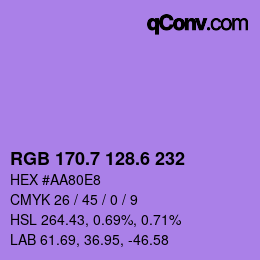 カラーコード: RGB 170.7 128.6 232 | qconv.com