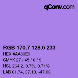 カラーコード: RGB 170.7 128.6 233 | qconv.com