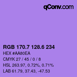 カラーコード: RGB 170.7 128.6 234 | qconv.com
