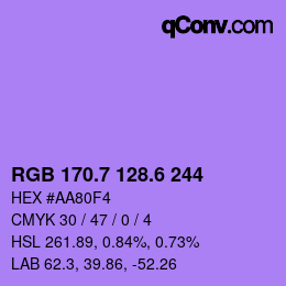 カラーコード: RGB 170.7 128.6 244 | qconv.com