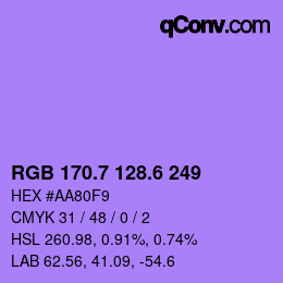カラーコード: RGB 170.7 128.6 249 | qconv.com