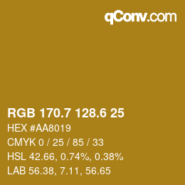 カラーコード: RGB 170.7 128.6 25 | qconv.com