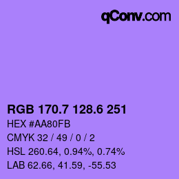 カラーコード: RGB 170.7 128.6 251 | qconv.com