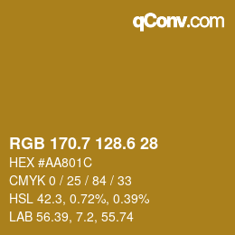 カラーコード: RGB 170.7 128.6 28 | qconv.com