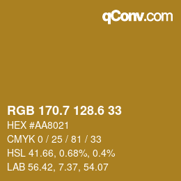 カラーコード: RGB 170.7 128.6 33 | qconv.com