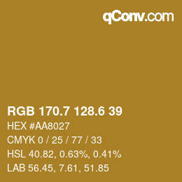 カラーコード: RGB 170.7 128.6 39 | qconv.com